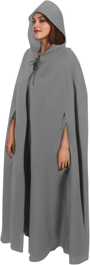 Gothic Witch Hooded Cloak for Women Men Halloween Cosplay Costume Cloak Adult Unisex Maxi Cape Trench Coat with Hood
