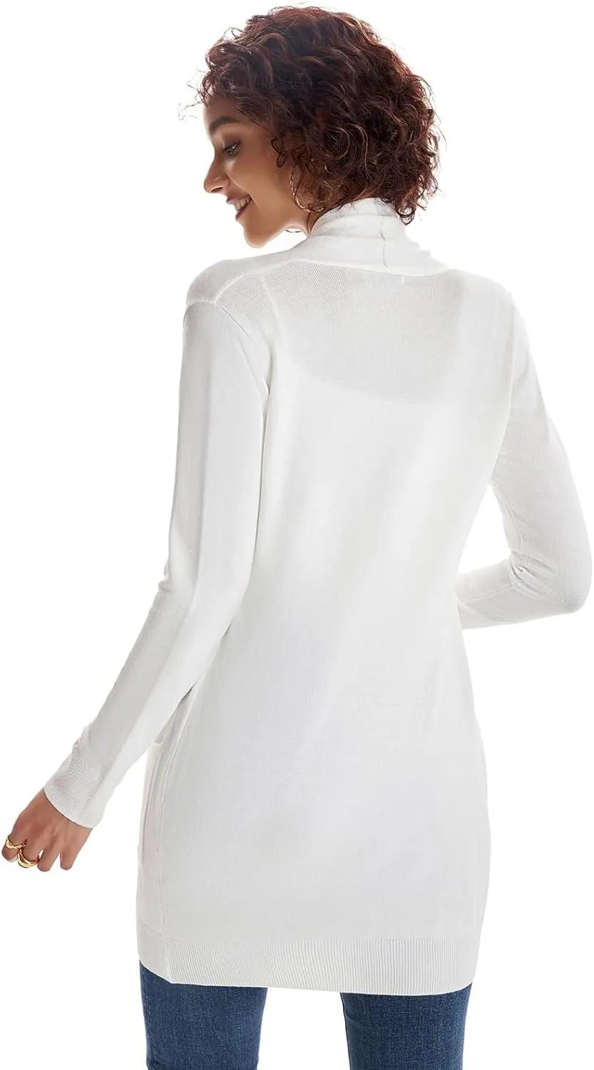 GRACE KARIN Essential Solid Open Front Long Knited Cardigan Sweater for Women