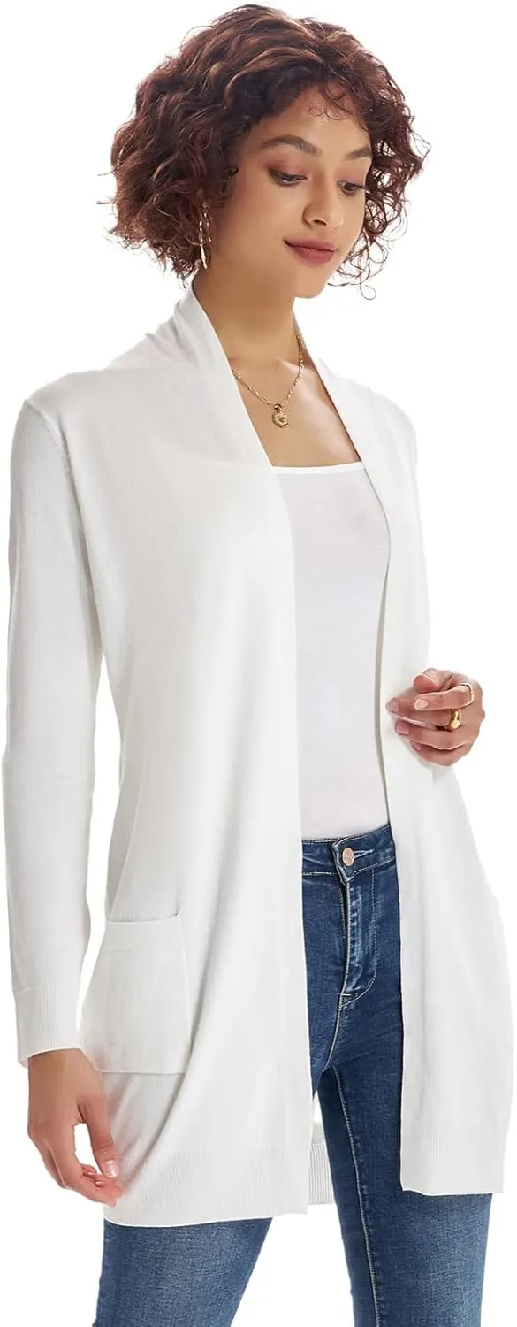 GRACE KARIN Essential Solid Open Front Long Knited Cardigan Sweater for Women