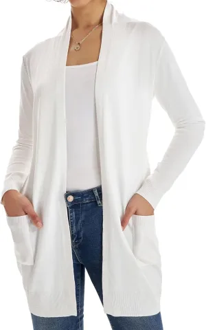 GRACE KARIN Essential Solid Open Front Long Knited Cardigan Sweater for Women