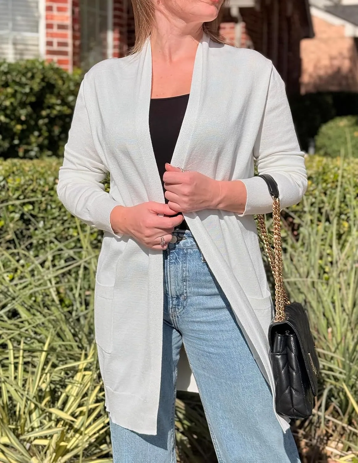 GRACE KARIN Essential Solid Open Front Long Knited Cardigan Sweater for Women