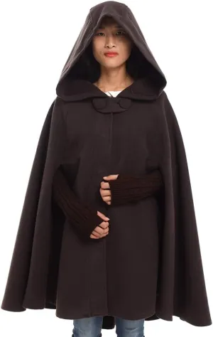 GRACEART Women's Hood Woolen Cape Bridal Wedding Winter Cloak Plus Size Thick Coat