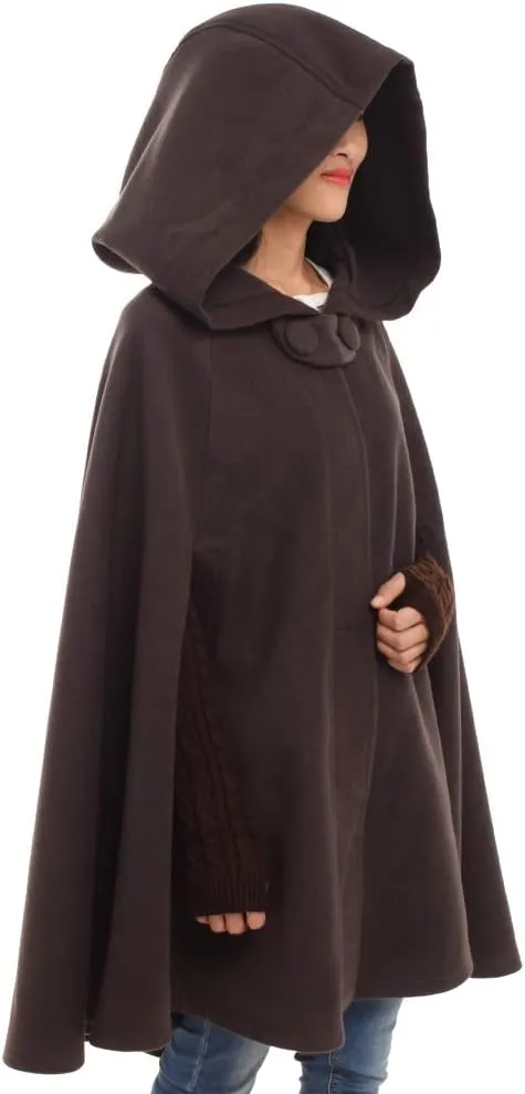 GRACEART Women's Hood Woolen Cape Bridal Wedding Winter Cloak Plus Size Thick Coat