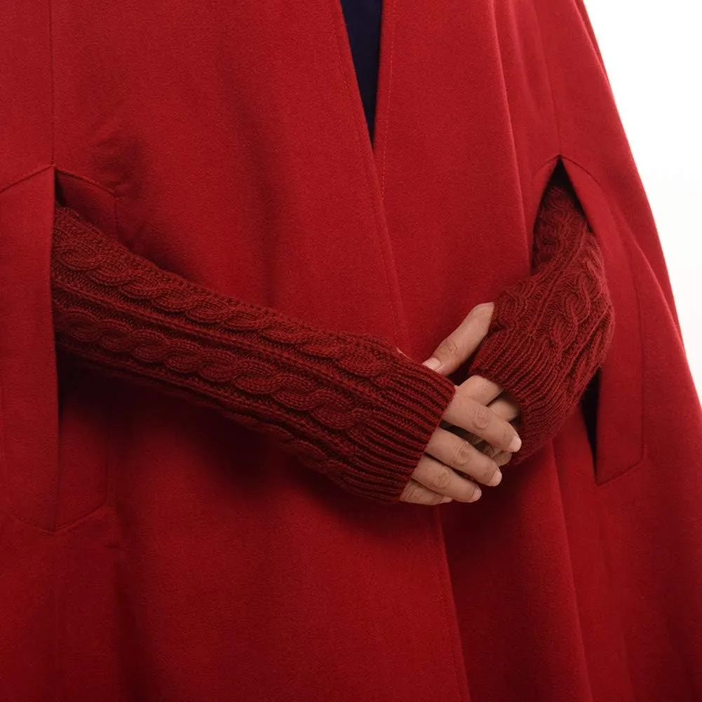 GRACEART Women's Hood Woolen Cape Bridal Wedding Winter Cloak Plus Size Thick Coat