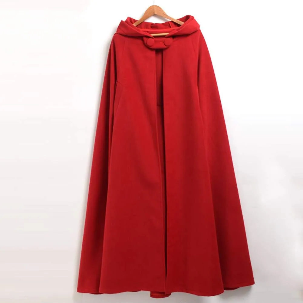 GRACEART Women's Hood Woolen Cape Bridal Wedding Winter Cloak Plus Size Thick Coat