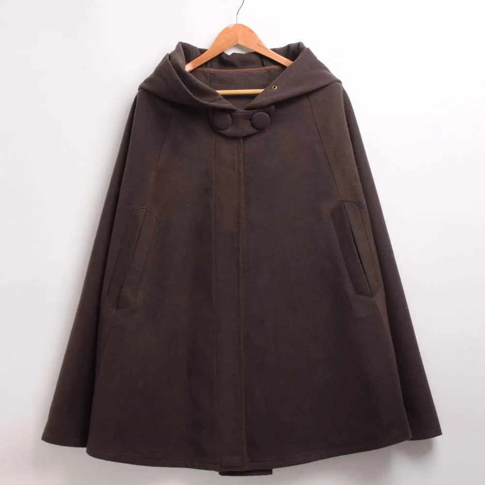 GRACEART Women's Hood Woolen Cape Bridal Wedding Winter Cloak Plus Size Thick Coat