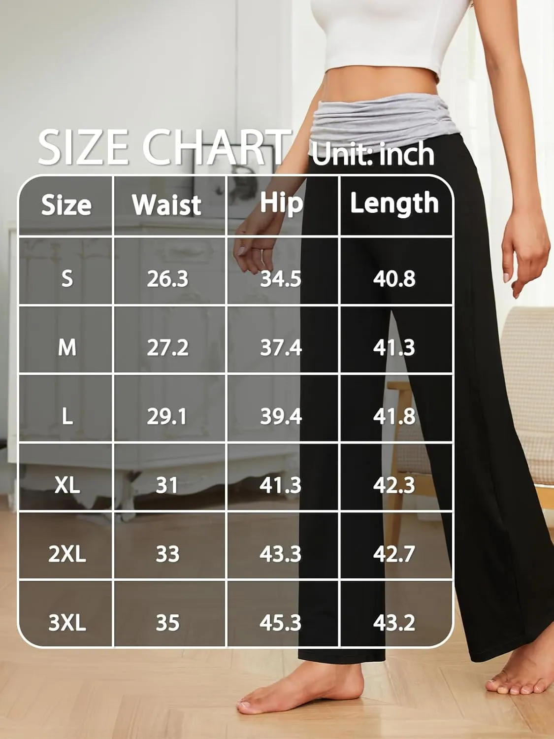 Gracyoga Women's Comfy Pajama Pants Wide Leg Lounge Palazzo Yoga Pants Stretch Casual Floral Print Fold Waist Pants