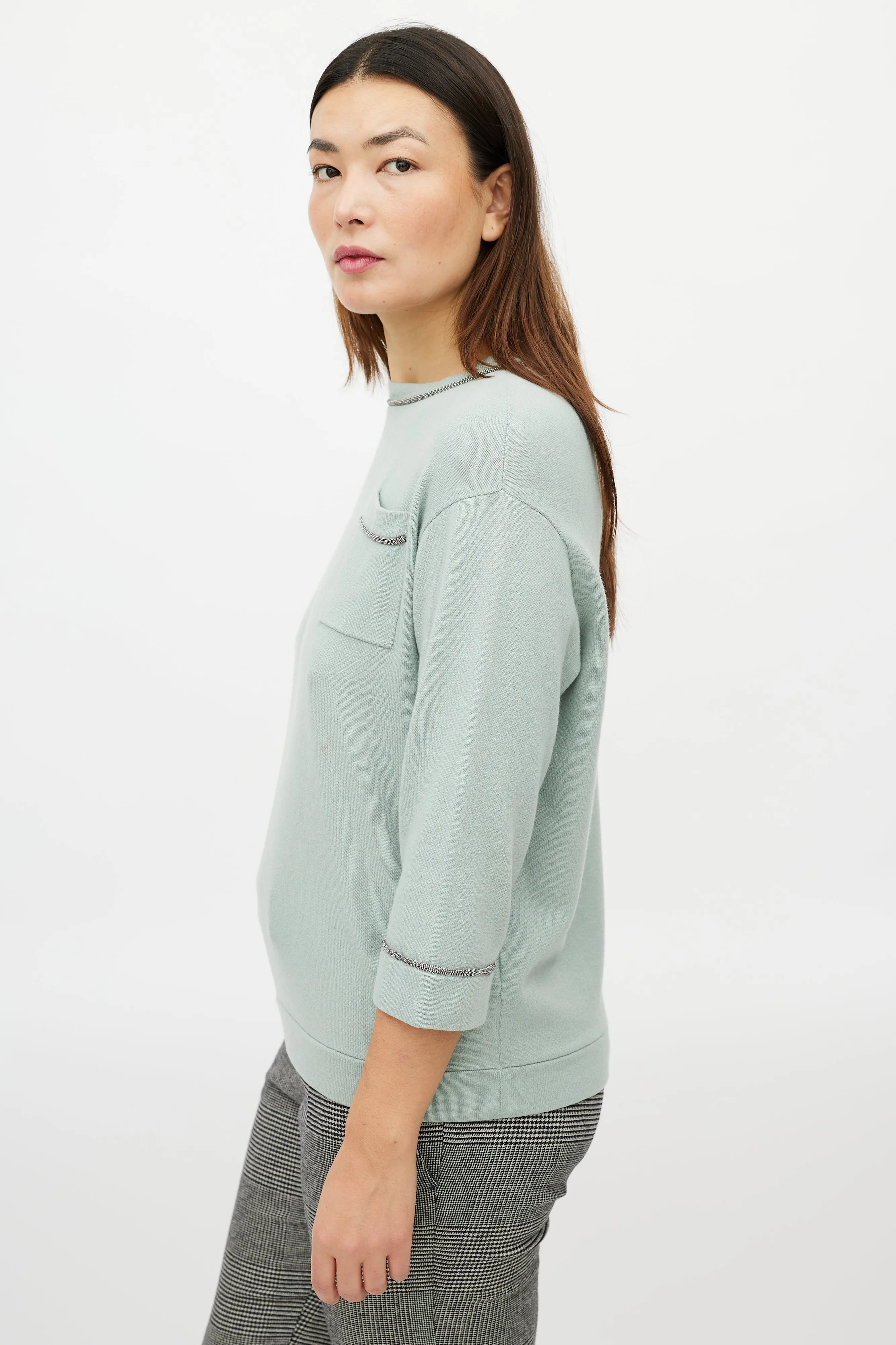Green Monili Cashmere Knit Sweater