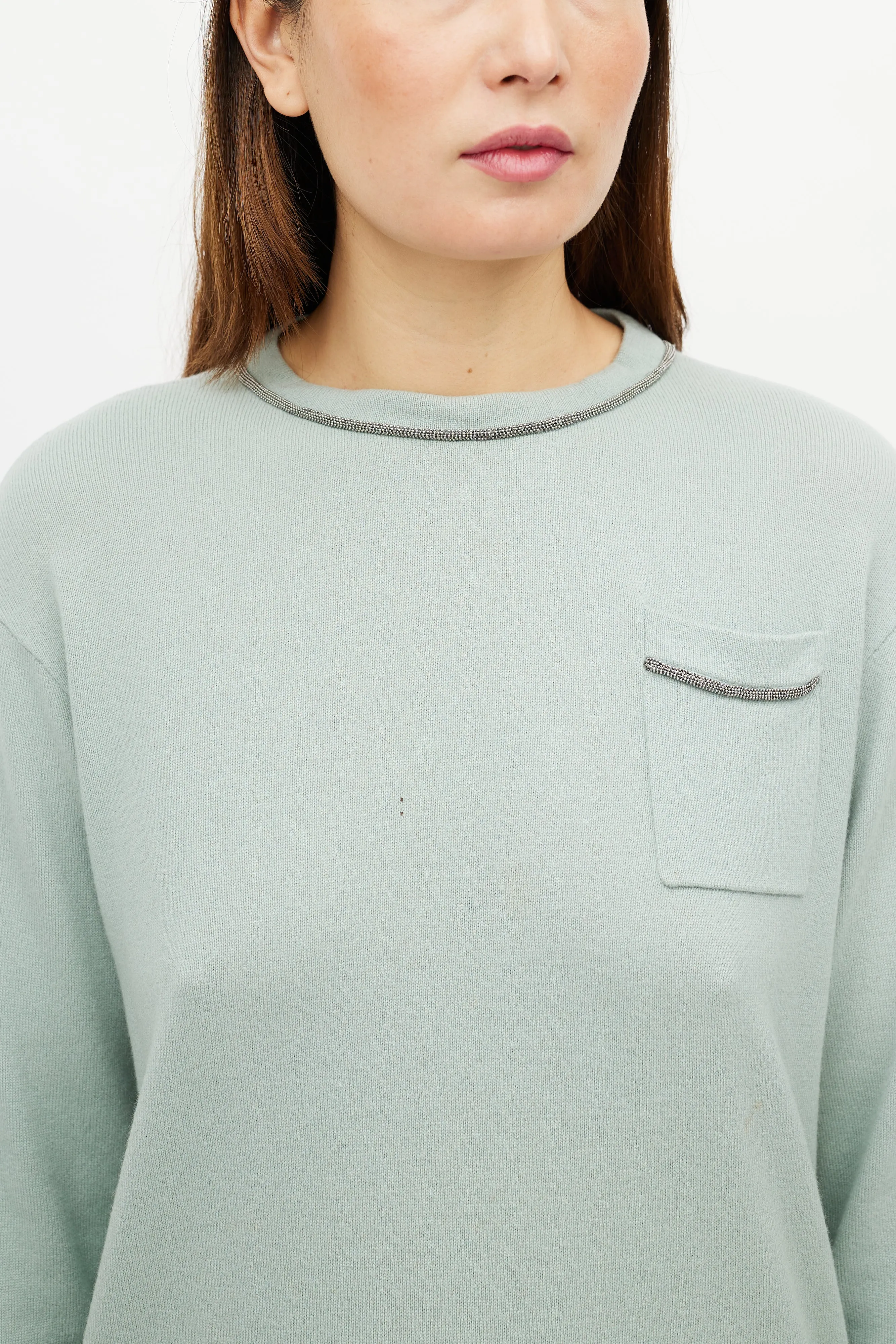 Green Monili Cashmere Knit Sweater