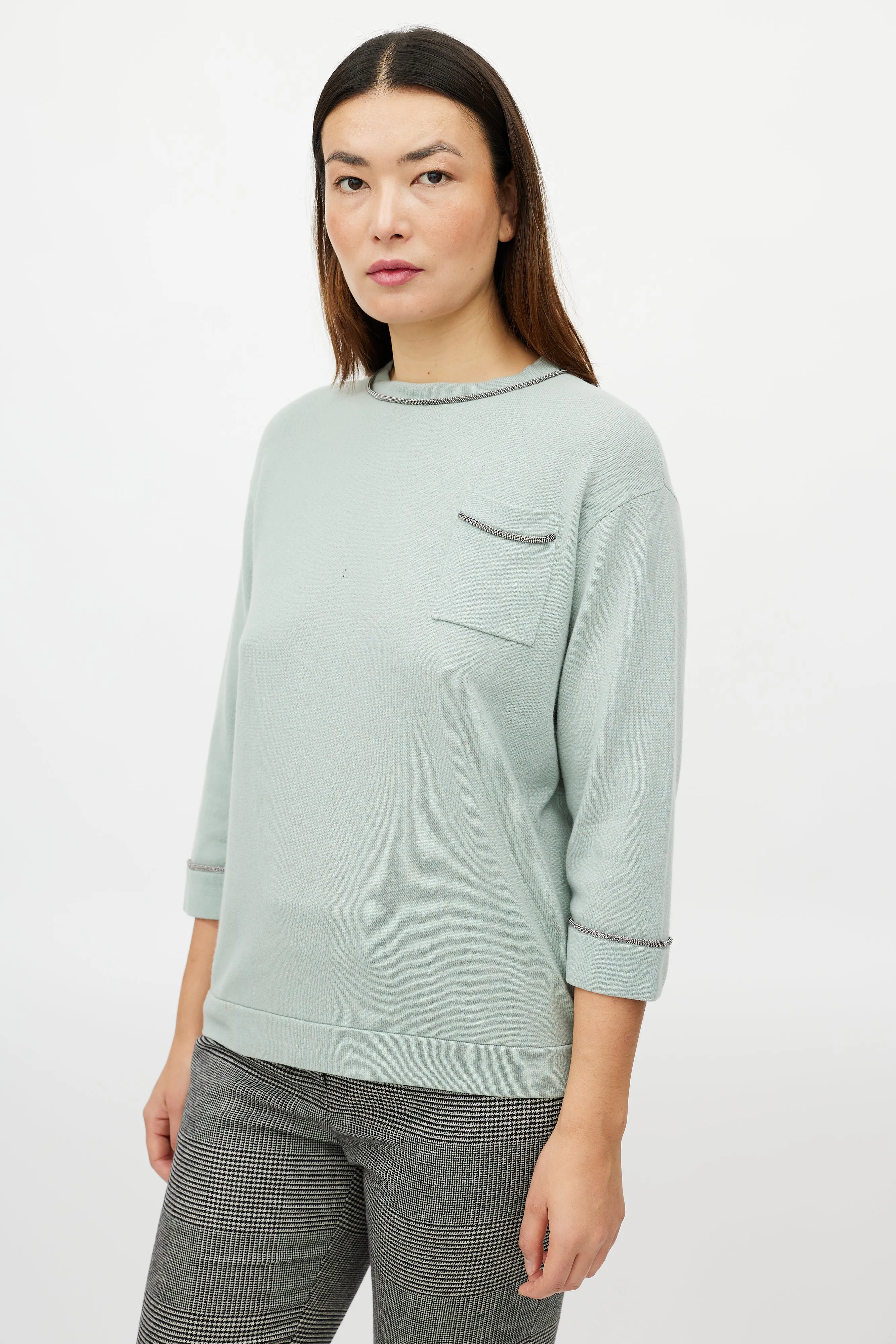 Green Monili Cashmere Knit Sweater