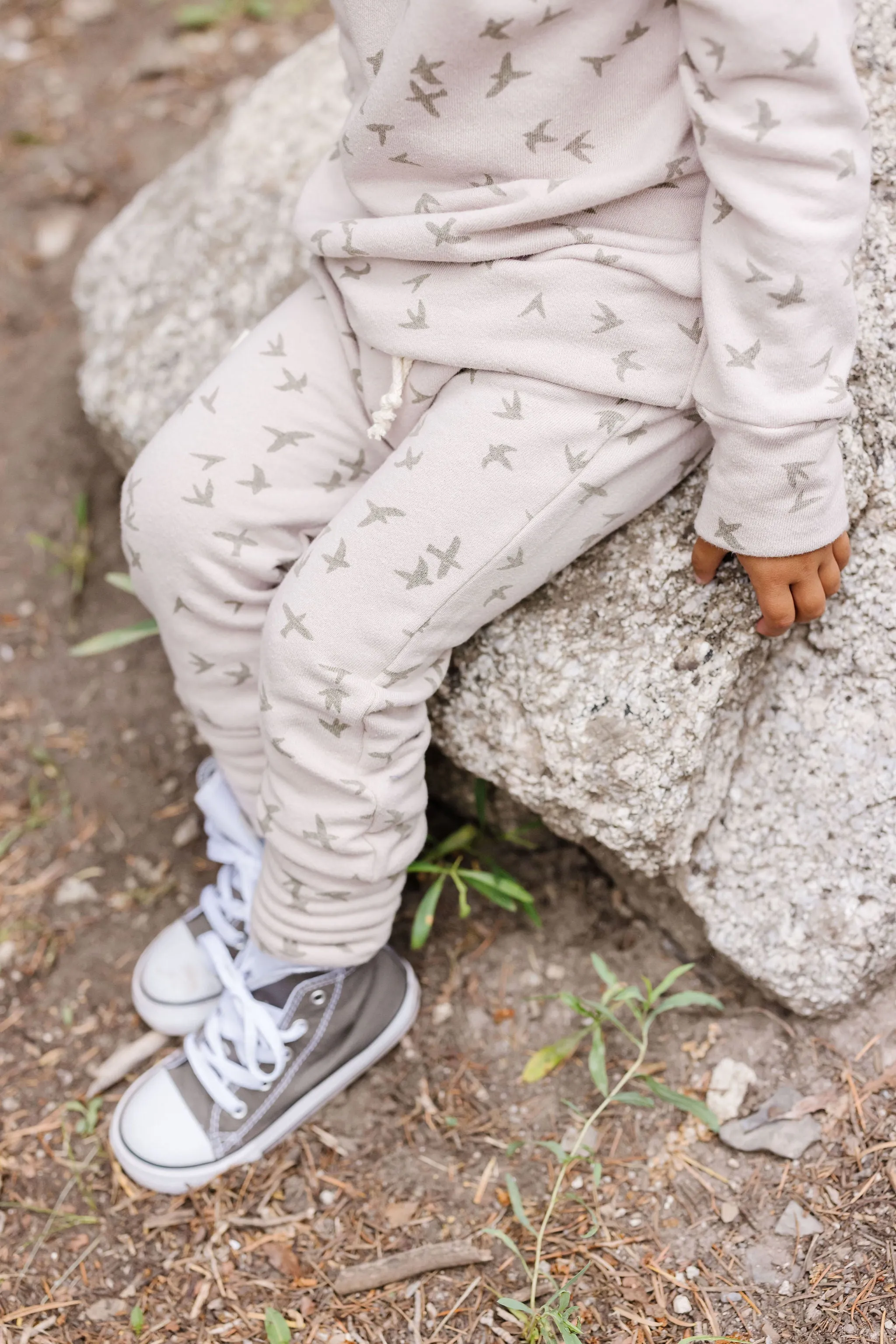 gusset pants CO - birds on mushroom