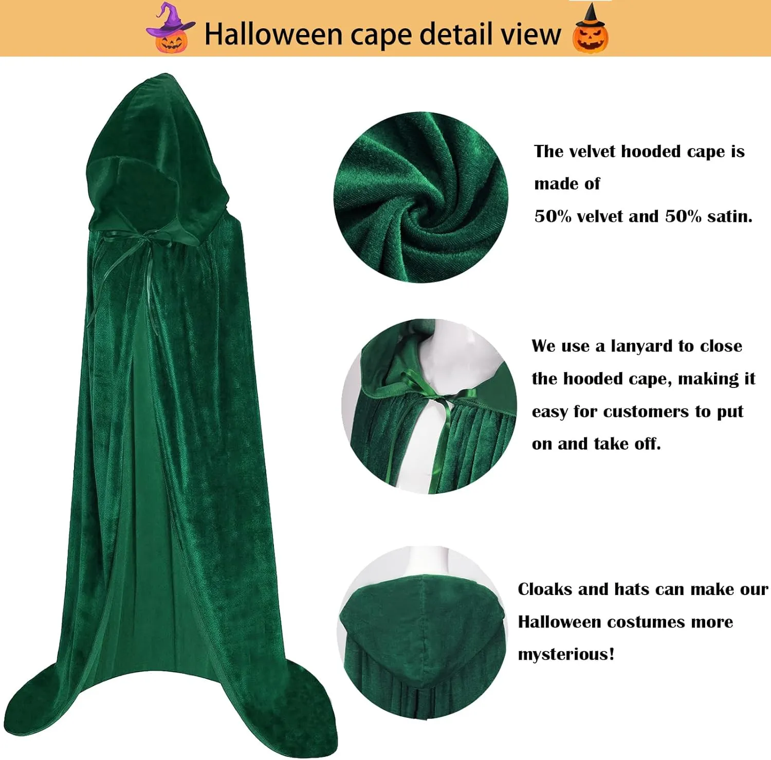 Halloween Hooded Cloak Long Hooded Cloak dult Christmas Halloween Cloak Costumes Hooded Cape Masquerade Dress Up