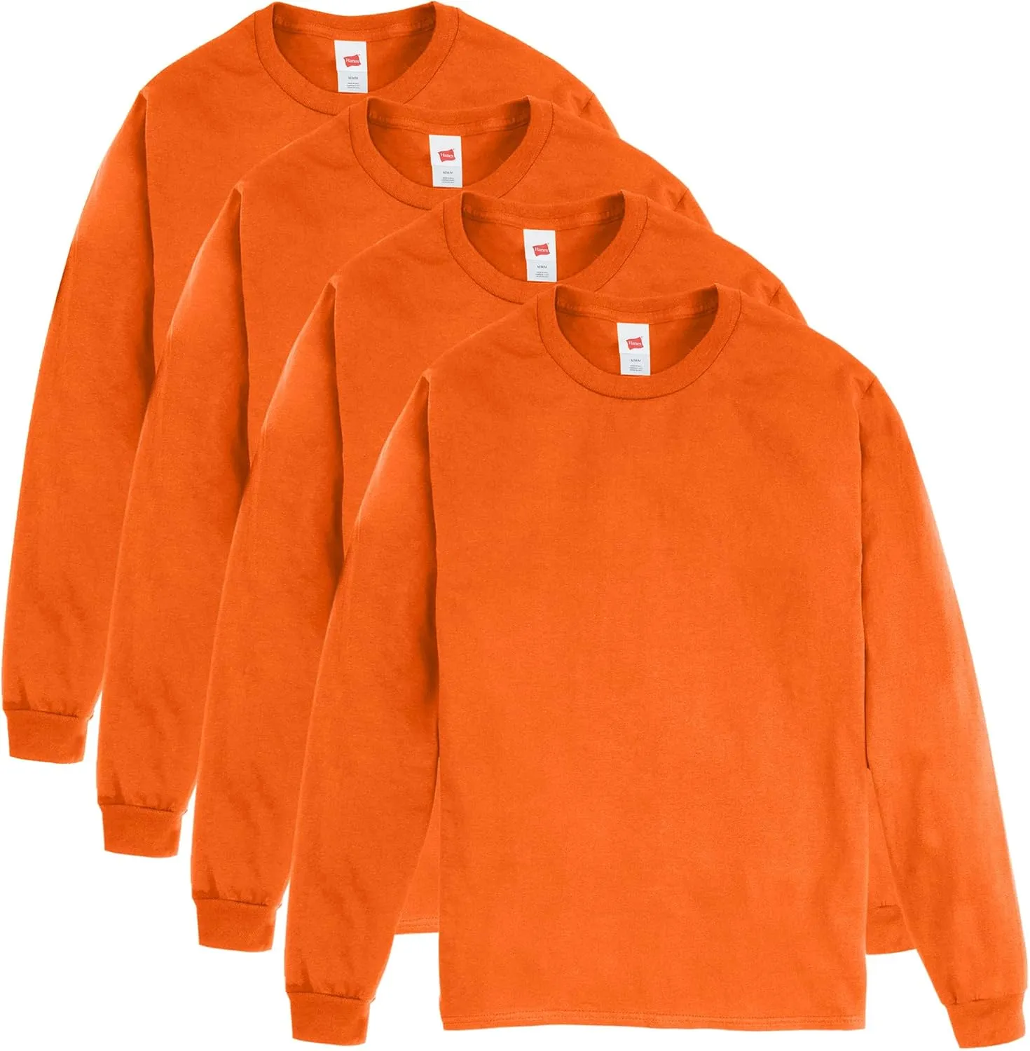 Hanes Essentials Men's Long Sleeve T-Shirt Pack, Men's Long Sleeve Tees, Crewneck Cotton T-Shirts, 4-Pack