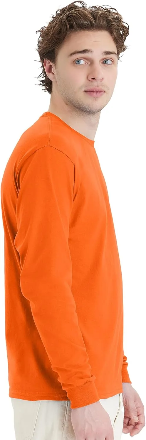 Hanes Essentials Men's Long Sleeve T-Shirt Pack, Men's Long Sleeve Tees, Crewneck Cotton T-Shirts, 4-Pack