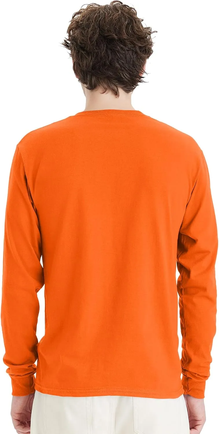 Hanes Essentials Men's Long Sleeve T-Shirt Pack, Men's Long Sleeve Tees, Crewneck Cotton T-Shirts, 4-Pack