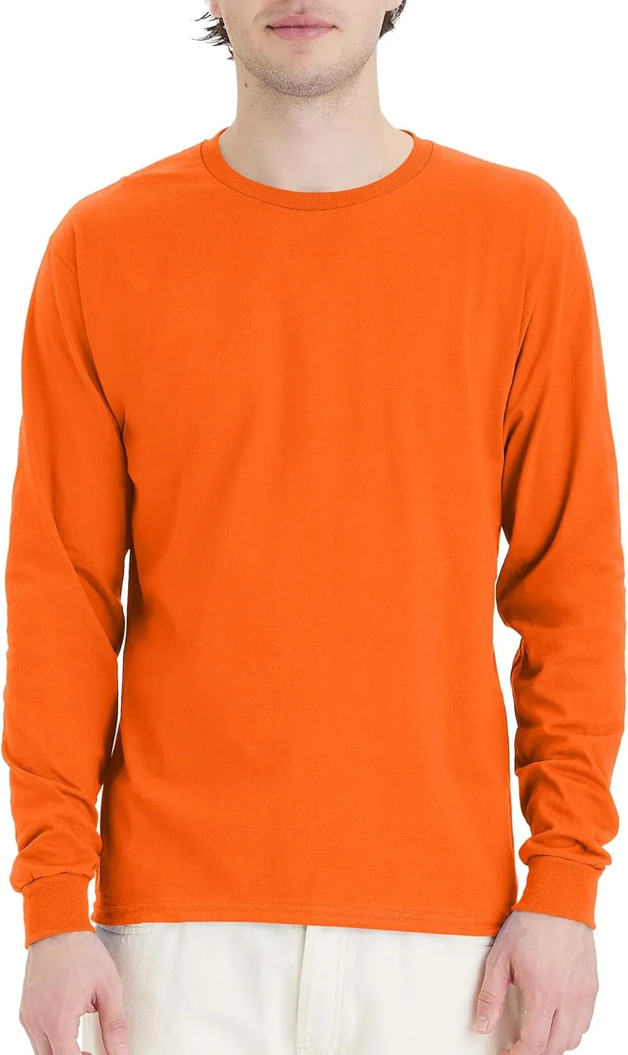 Hanes Essentials Men's Long Sleeve T-Shirt Pack, Men's Long Sleeve Tees, Crewneck Cotton T-Shirts, 4-Pack