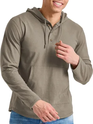 Hanes Men's Originals Tri-Blend Jersey Hoodie, T-Shirt Hoodie with Henley Collar