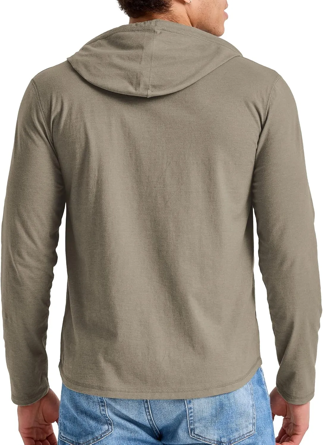 Hanes Men's Originals Tri-Blend Jersey Hoodie, T-Shirt Hoodie with Henley Collar