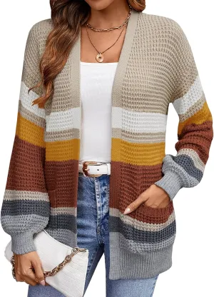 HELYO Women's Cardigan Sweater Casual Lightweight Fall Winter Open Front Soft Knit Cardigans Sweaters with Pockets 883