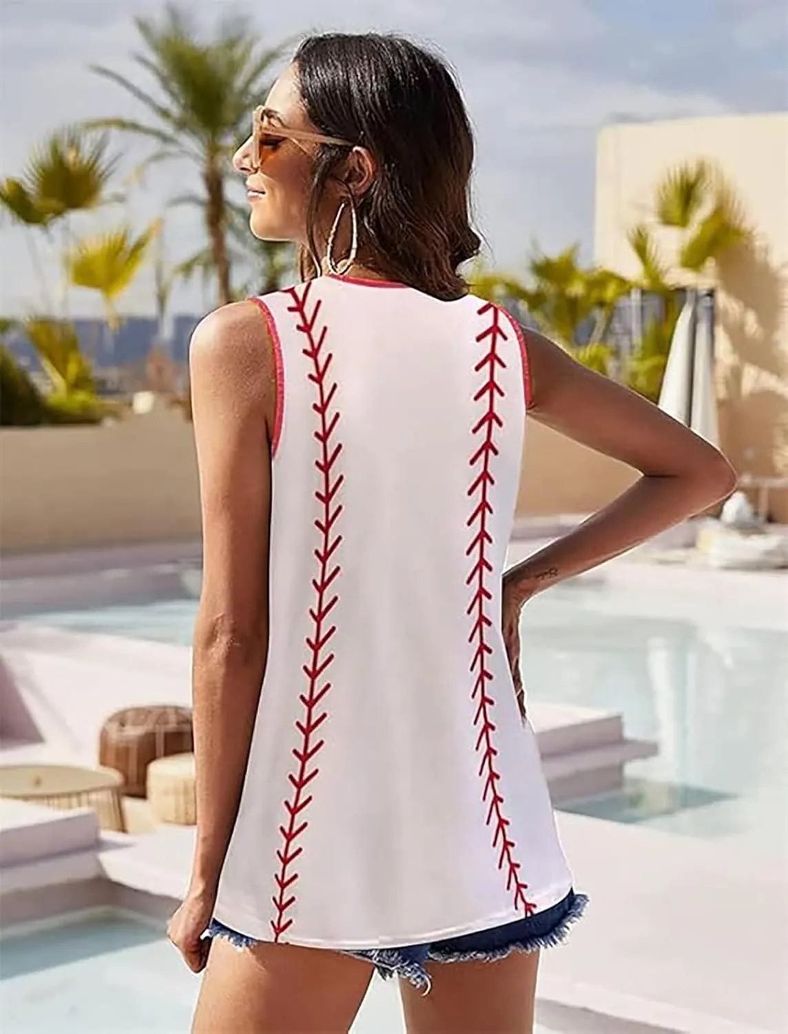 HEYO Baseball Mom Tank Tops Baseball Mama T Shirt Rub Some Dirt On It Letter Print Baseball Love Graphic Sleeveless Tee