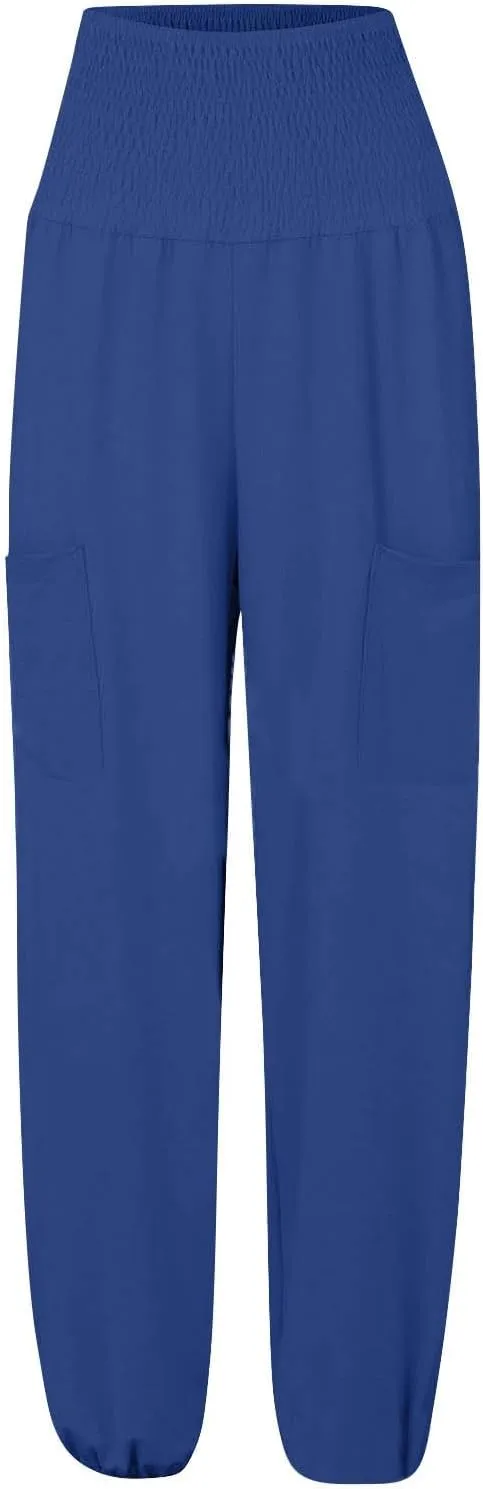 High Waisted Work Pants for Women Winter Straight-Leg Yoga Capris with Pockets Fleece Lined High Waisted