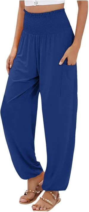 High Waisted Work Pants for Women Winter Straight-Leg Yoga Capris with Pockets Fleece Lined High Waisted