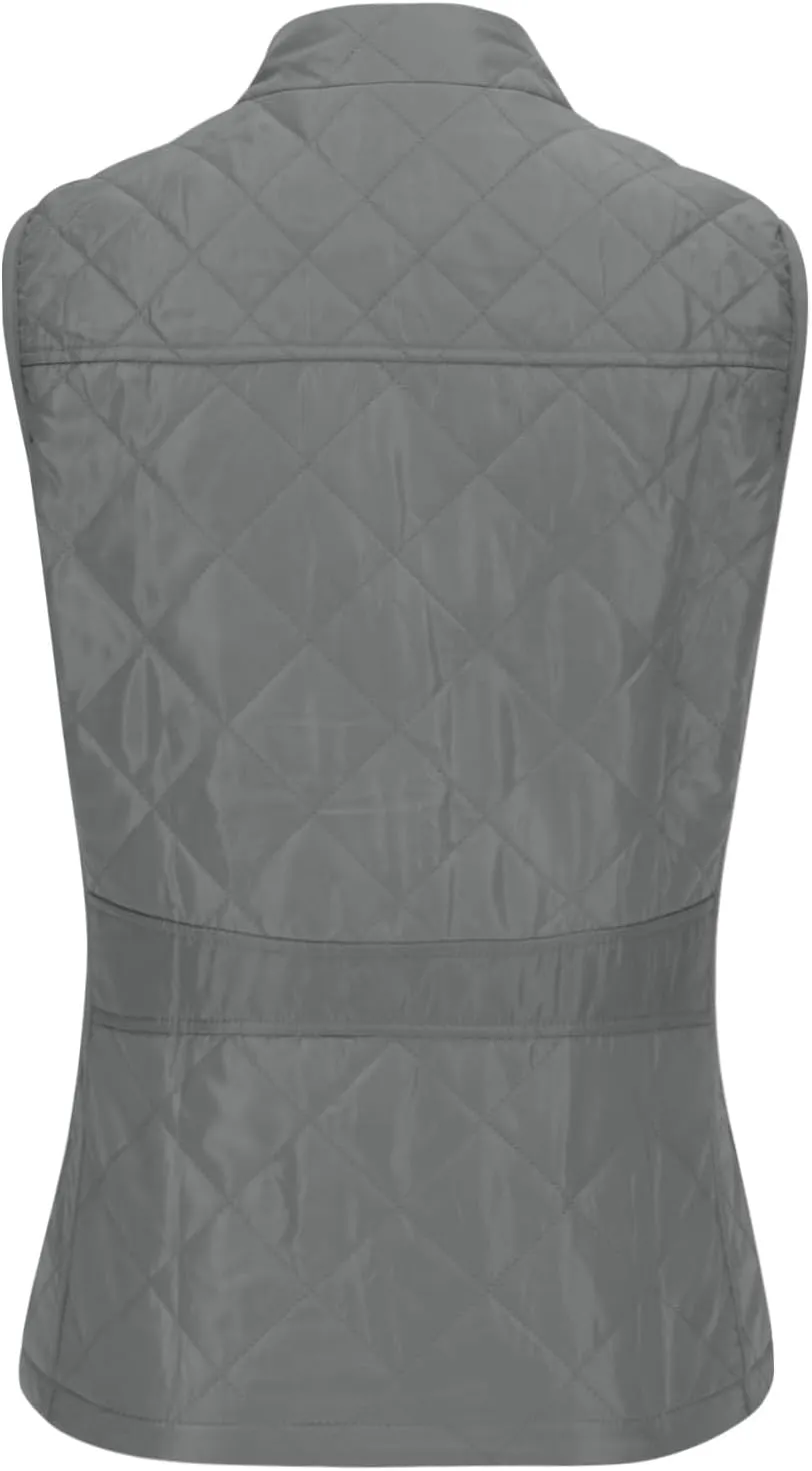 hlysgo Women's Quilted Vest, Stand Collar Lightweight Zip Pockets Padded Gilet Sleeveless Zipper Coat Jacket Outwear
