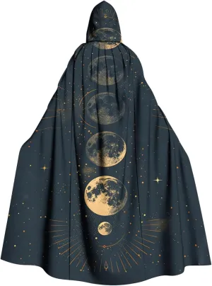 Hooded Cloak Cape with Hood Women Men Moon Butterfly Cape Wizard Witch Cloak Halloween Cosplay Costumes