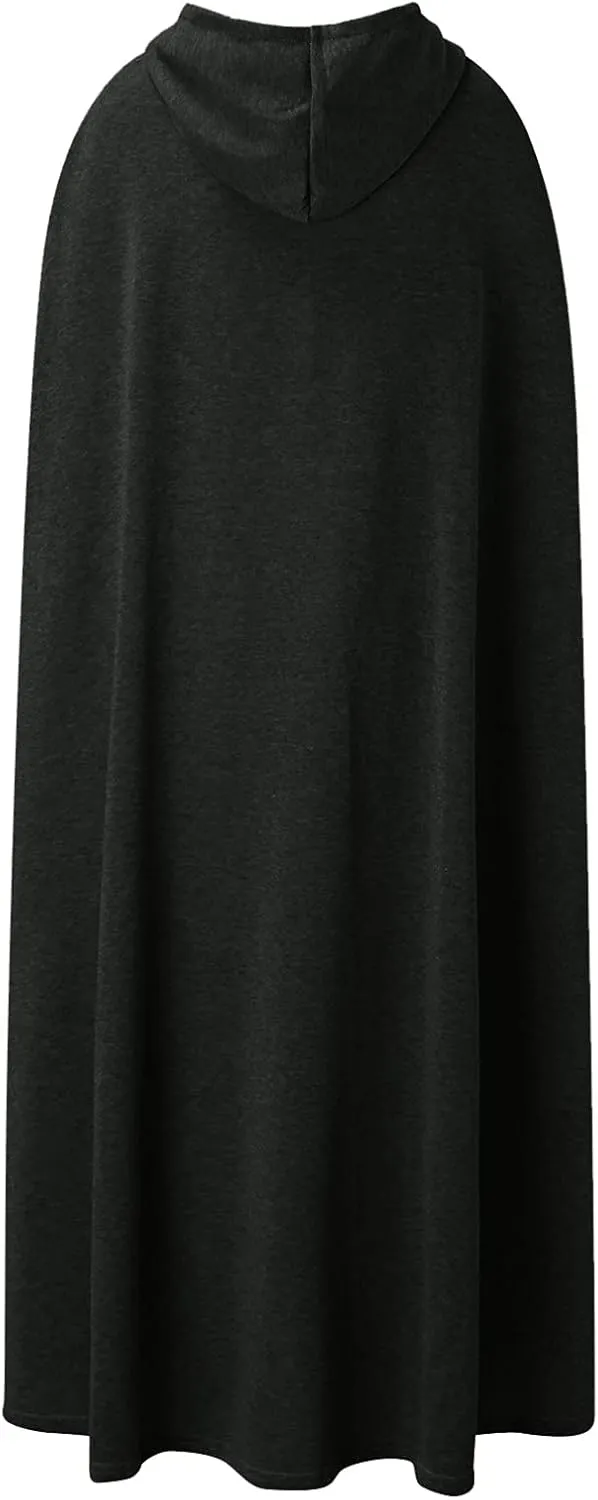 Hooded Cloak Hooded Long Women Cape Winter Vintage Overcoat Fashion Button Cloak Woolen Coat
