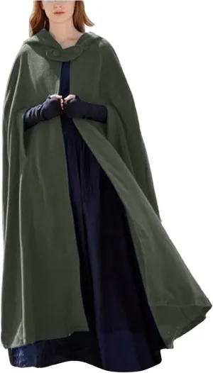 Hooded Cloak Hooded Long Women Cape Winter Vintage Overcoat Fashion Button Cloak Woolen Coat