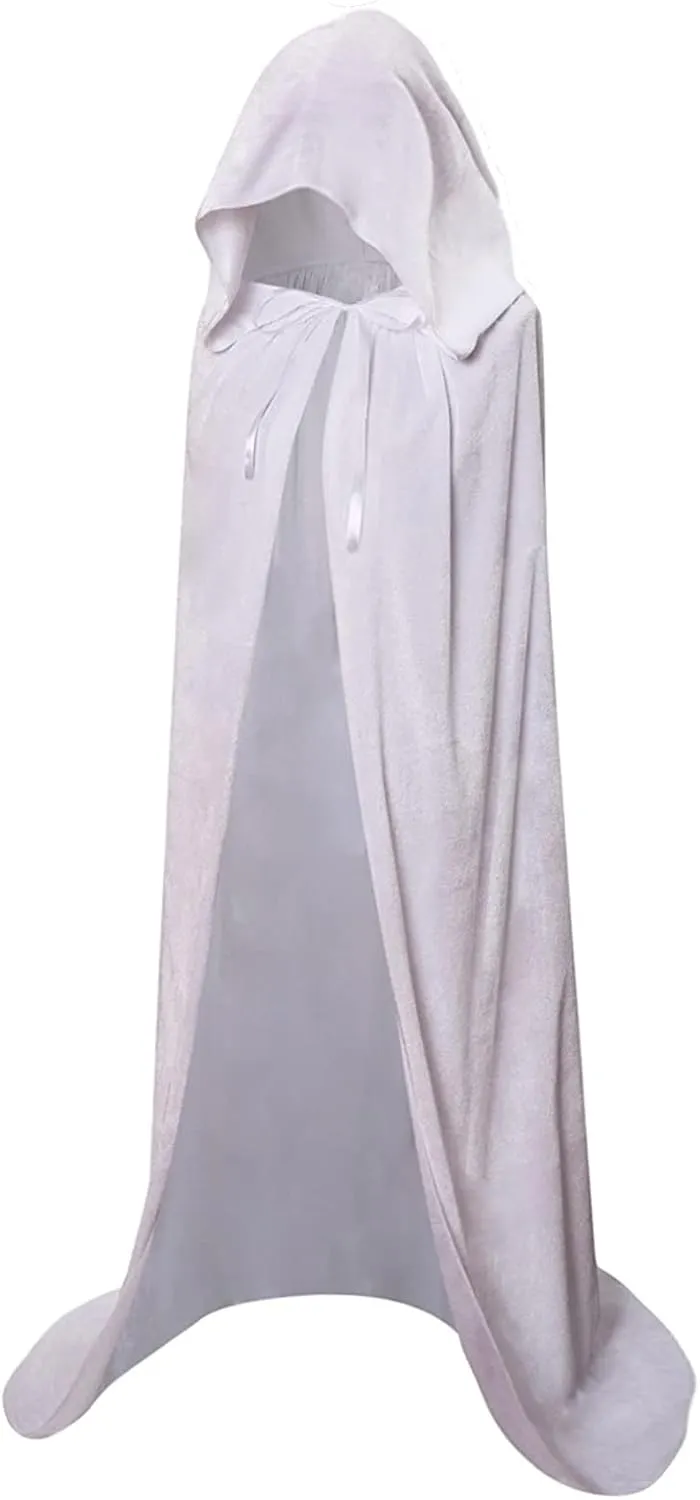 Hooded Cloak Long Velvet Cape for Adult Christmas Halloween Cloak Costumes Hooded Cape Masquerade Dress Up 55inch