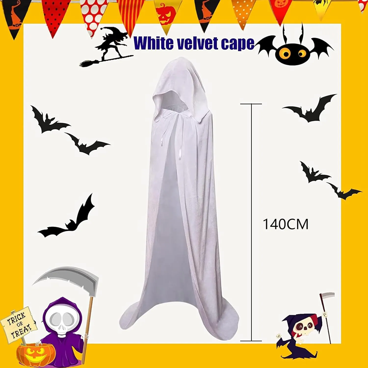 Hooded Cloak Long Velvet Cape for Adult Christmas Halloween Cloak Costumes Hooded Cape Masquerade Dress Up 55inch