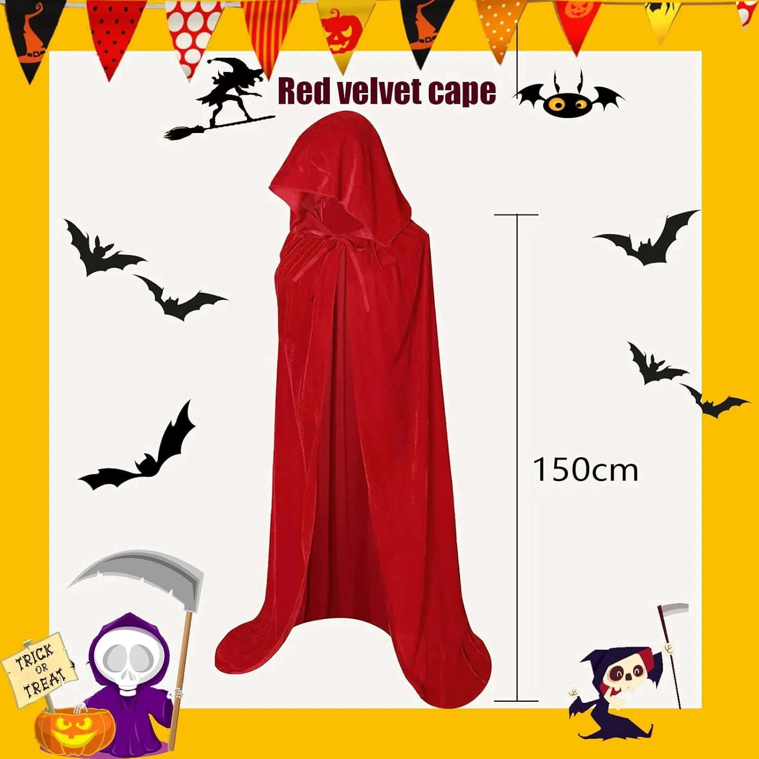 Hooded Cloak Long Velvet Cape for Christmas Halloween Cloak Costumes Hooded Cape Masquerade Dress Up