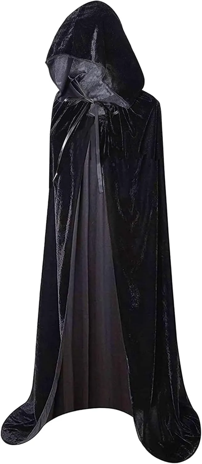 Hooded Cloak Long Velvet Cape for Christmas Halloween Cloak Costumes Hooded Cape Masquerade Dress Up