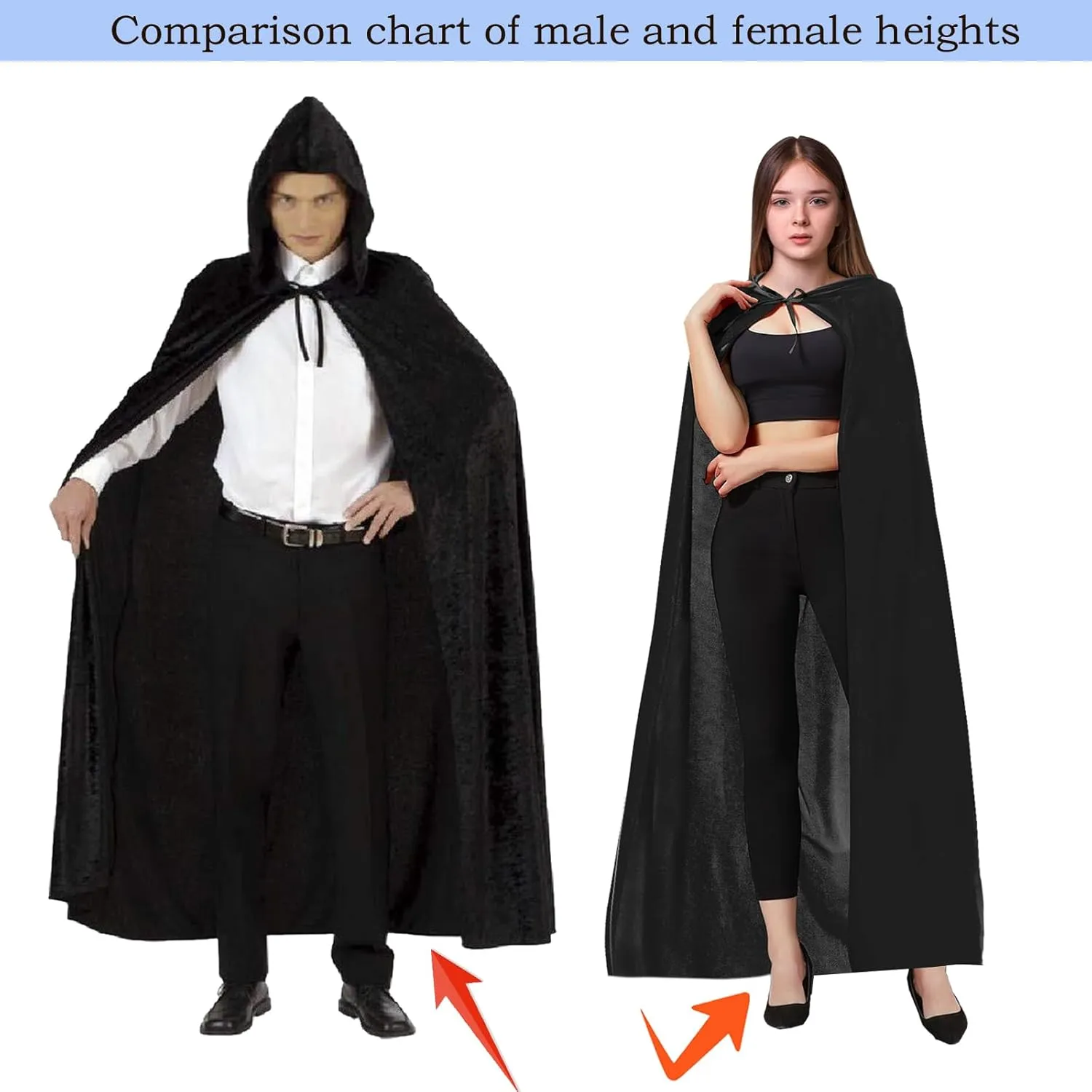 Hooded Cloak Long Velvet Cape for Christmas Halloween Cloak Costumes Hooded Cape Masquerade Dress Up