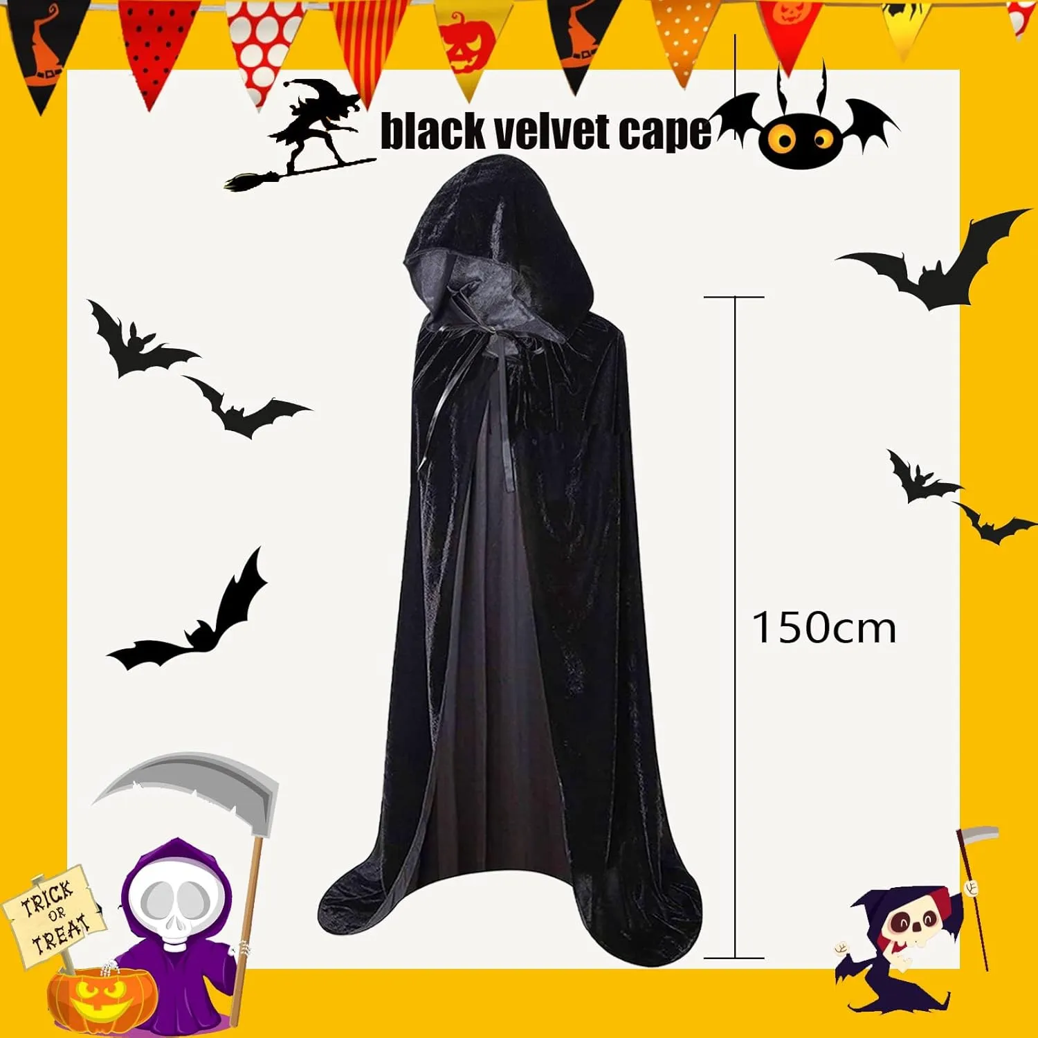 Hooded Cloak Long Velvet Cape for Christmas Halloween Cloak Costumes Hooded Cape Masquerade Dress Up