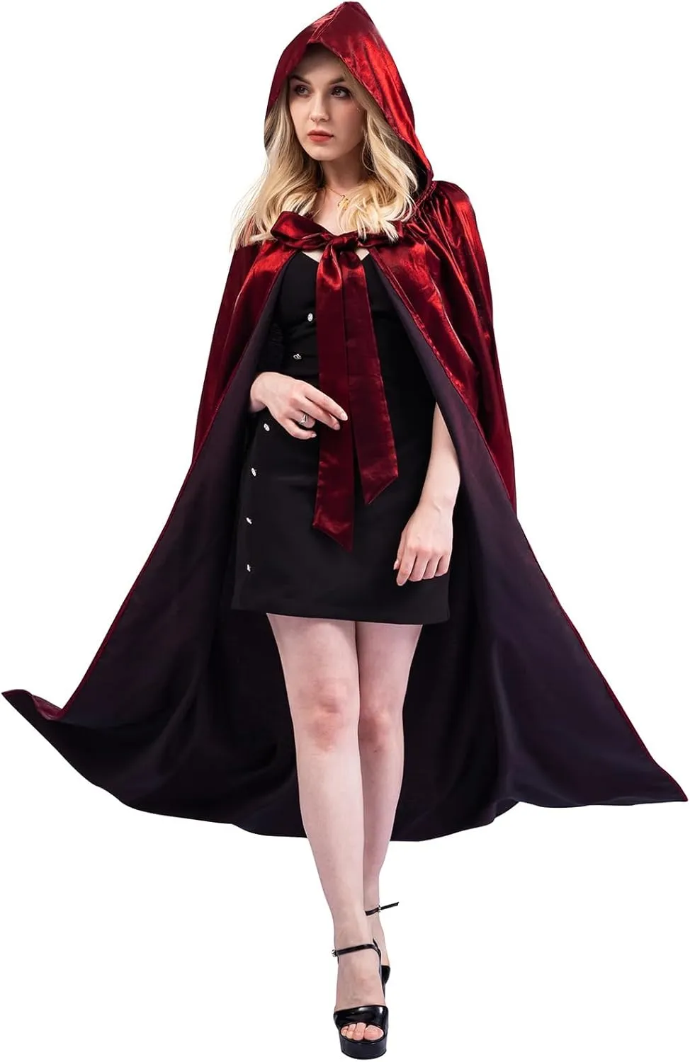 Hooded Robe Cape Cosplay Costume Adult, Halloween Steampunk Medieval Vampire Costume, Women's Cape Cloak