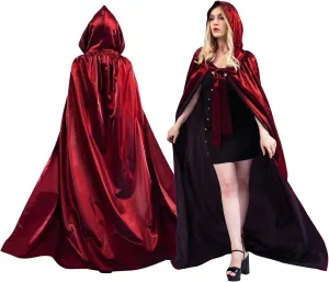 Hooded Robe Cape Cosplay Costume Adult, Halloween Steampunk Medieval Vampire Costume, Women's Cape Cloak