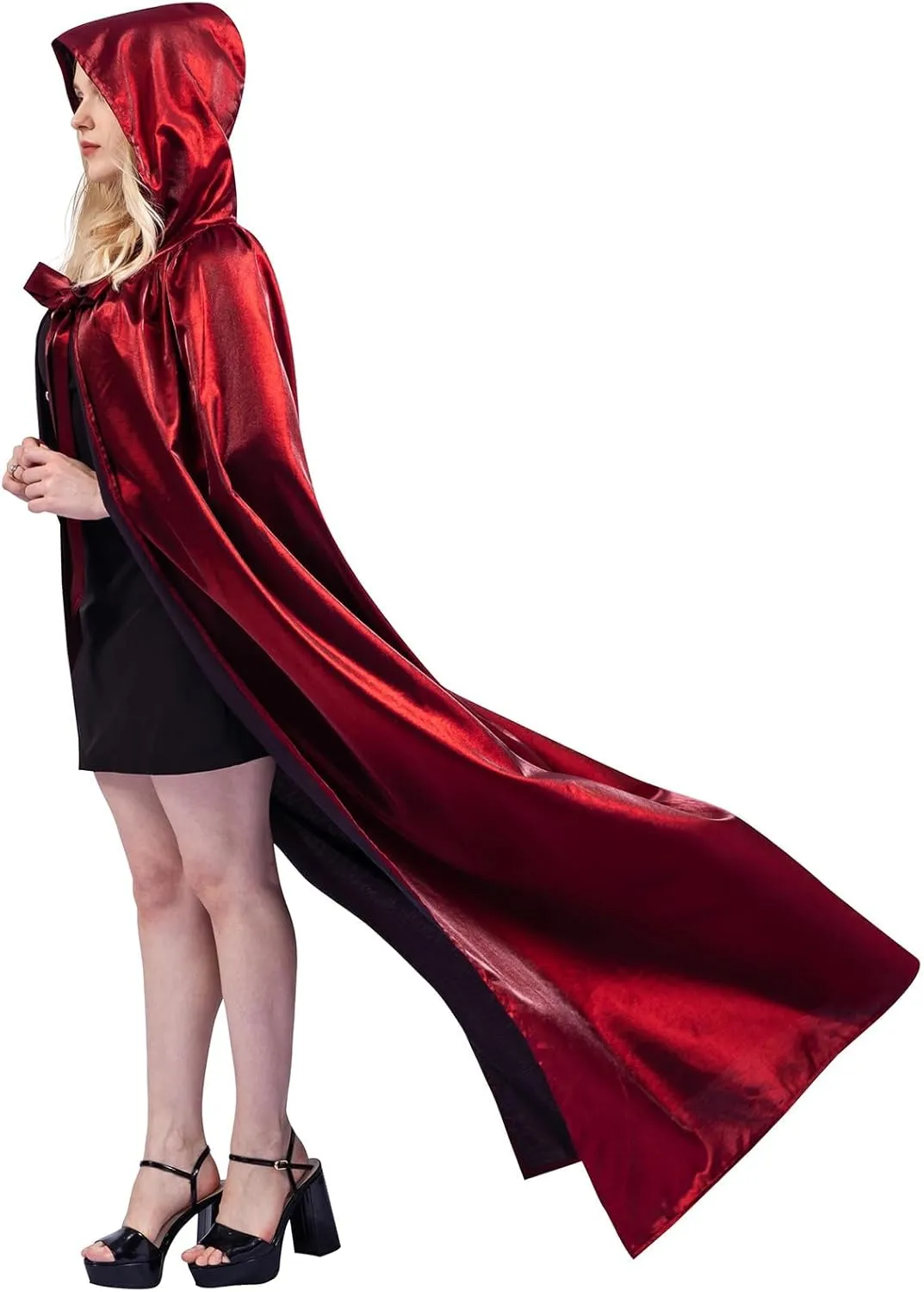 Hooded Robe Cape Cosplay Costume Adult, Halloween Steampunk Medieval Vampire Costume, Women's Cape Cloak