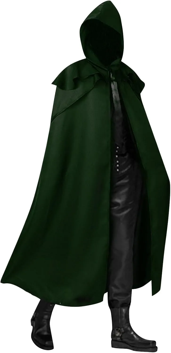 Hooded Robe Halloween Medieval Renaissance Cloaks Unisex Adult Monk Friar Priest Wizard Cloak Hooded Robe Cosplay Capes
