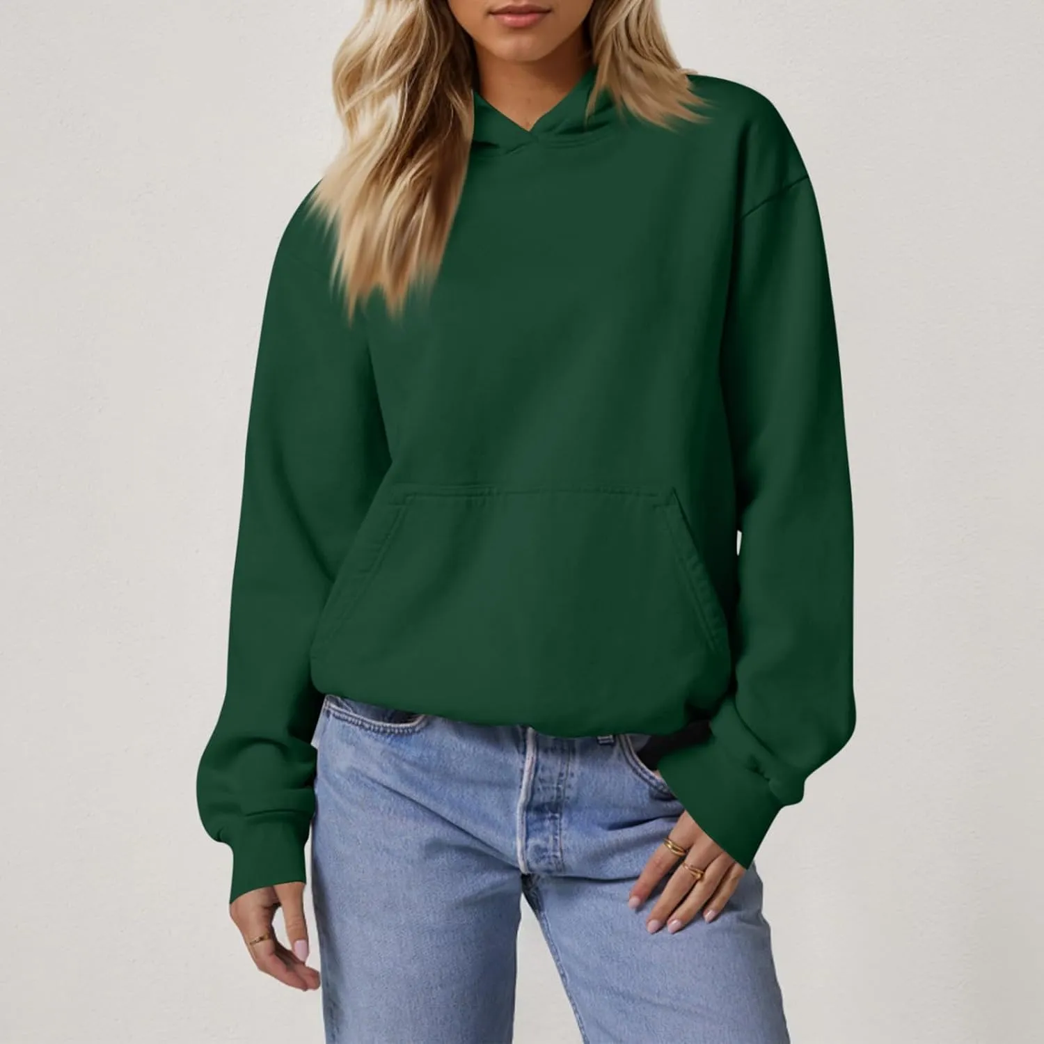 Hoodies for Women Oversized Plain Hooded Sweatshirt with Pocket Casual Fall Workout Gym Fleece Pullover Sweaters