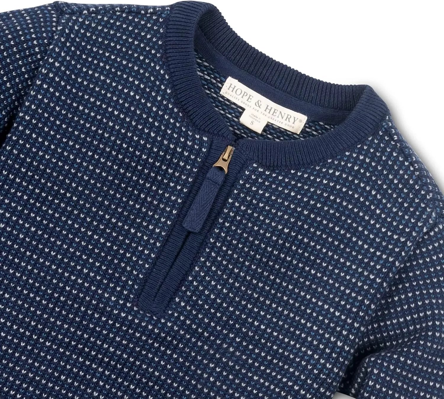 Hope & Henry Boys' Long Sleeve Henley Pullover Sweater