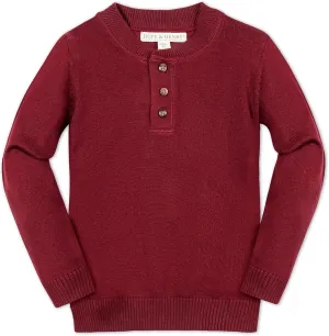 Hope & Henry Boys' Long Sleeve Henley Pullover Sweater