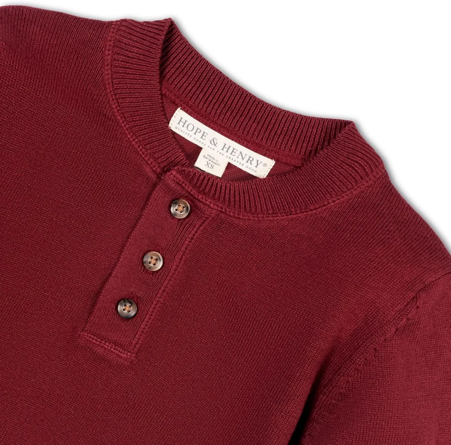 Hope & Henry Boys' Long Sleeve Henley Pullover Sweater