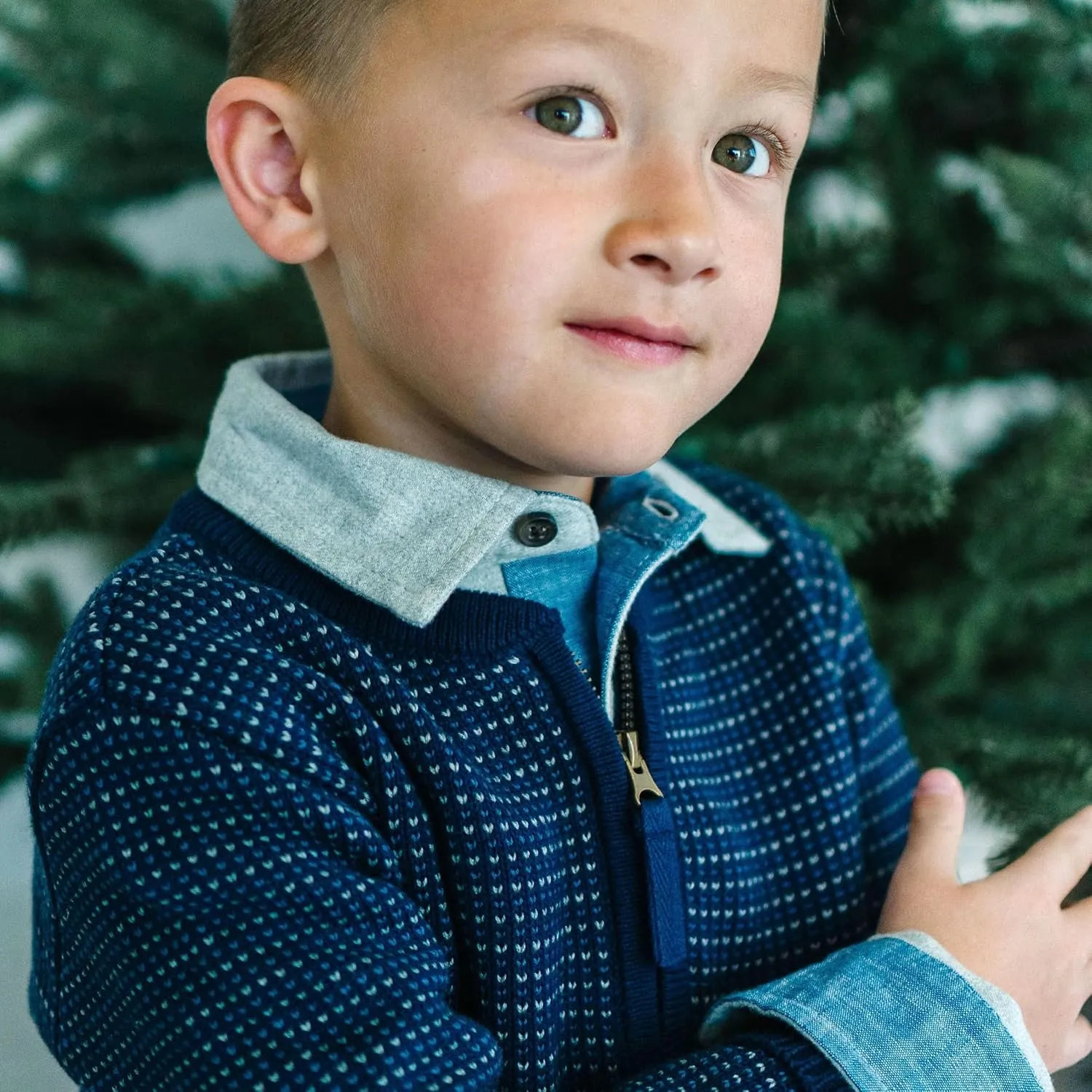 Hope & Henry Boys' Long Sleeve Henley Pullover Sweater
