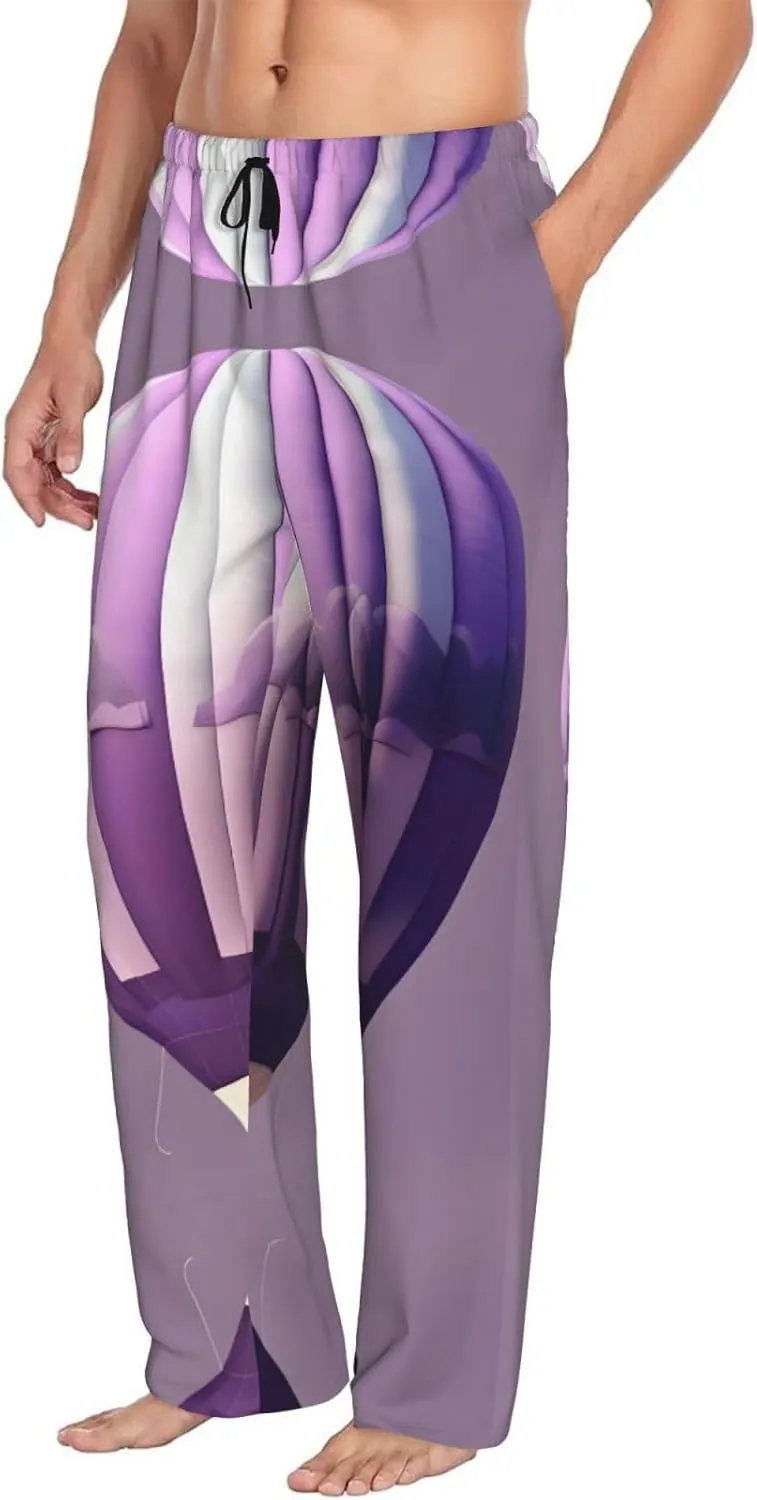 Hot Air Balloon Print Cozy Men'S Sleep Pants,Pajama Pants For Men,Lounge Pants Men,Soft Breathable Pj Pants