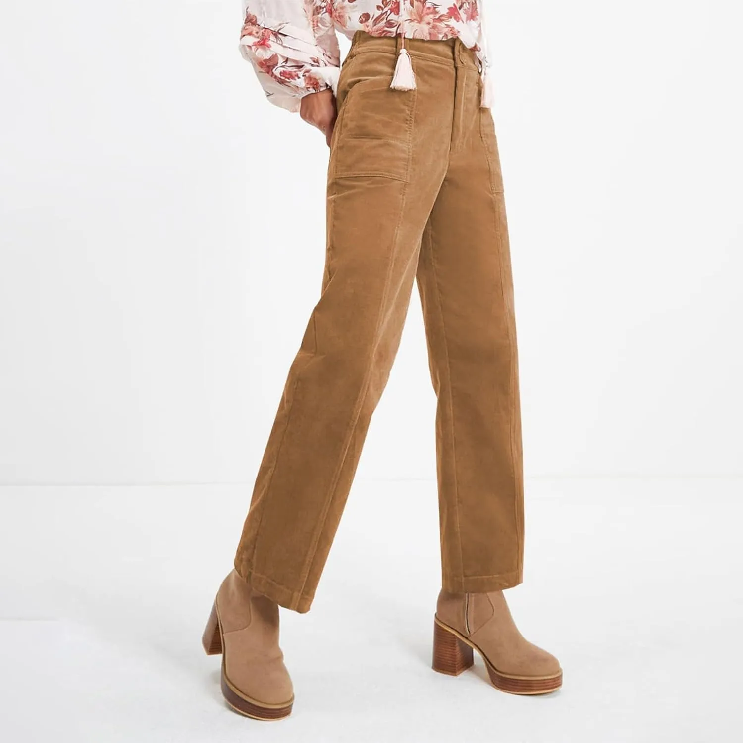 HTHLVMD Women's Corduroy Pants 2024 Winter Fashion Casual Straight Leg High Waisted Corduroy Pants with Pockets