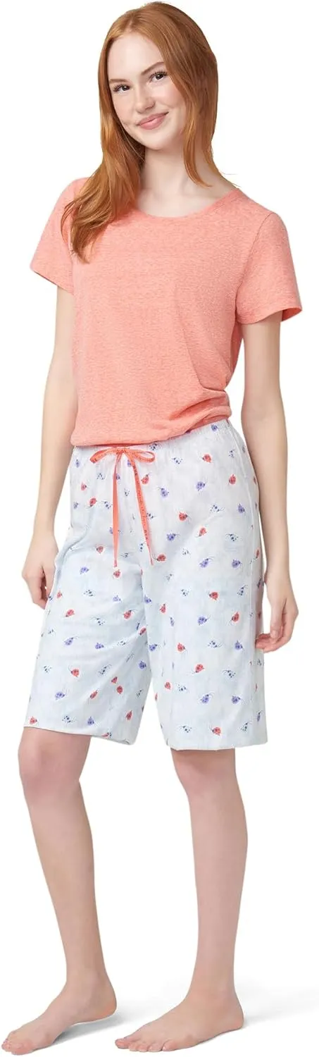 HUE Women's Spring Pajama Separates Soft Whimsical Print Flowers, Animals, Garden Themed Pjs, Cocktails