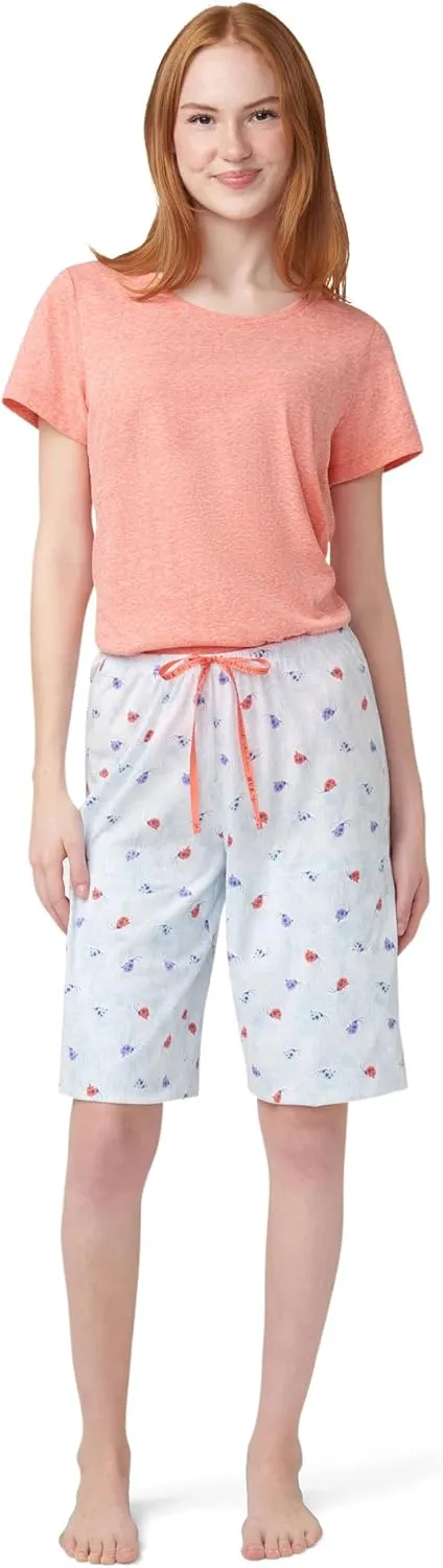 HUE Women's Spring Pajama Separates Soft Whimsical Print Flowers, Animals, Garden Themed Pjs, Cocktails