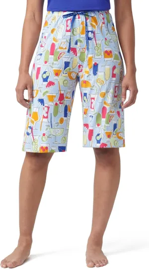 HUE Women's Summer Vacation Pajama Separates, Soft, Whimsical Print Pjs with Tropical Beach Themes, Flip Flops, Cocktails
